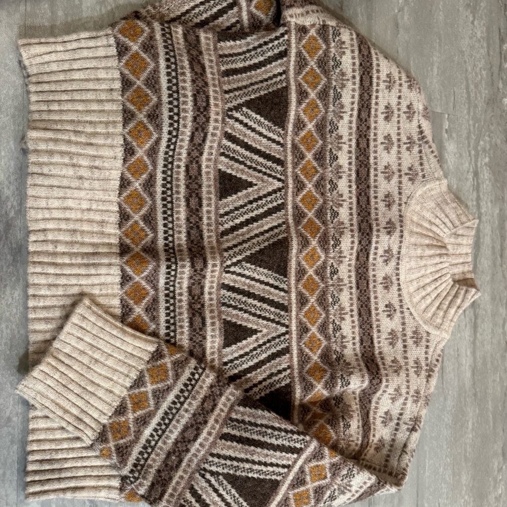 Marled Wool Multicolor Patterned Turtleneck Sweat… - image 2